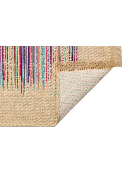 Brooklyn Brk 02 Natural Multy Hasır Görünümlü Kaymaz Renkli Dokuma Modern Kilim