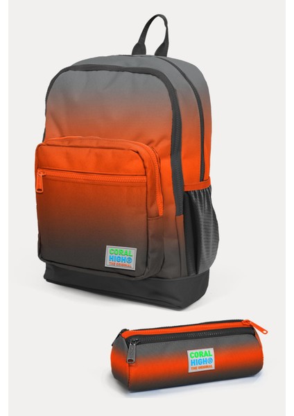 Kids Turuncu Gri Renk Geçişli 2'li Okul Çanta Seti SET0223748