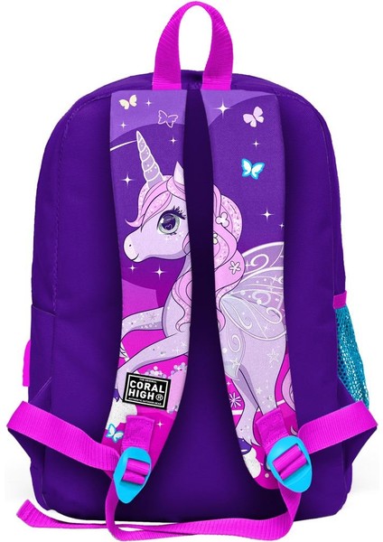 Kids Mor Pembe Unicorn Desenli Usb'li 2'li Okul Çanta Seti SET0223808