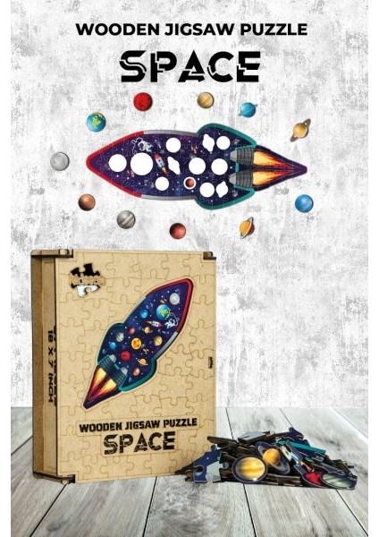 Ahşap Puzzle - Space (21 Parça)