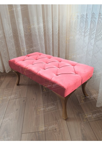 100 cm Kapitoneli Ayak Ucu Kapı Önü Antre Bench Puf Gold Ayak
