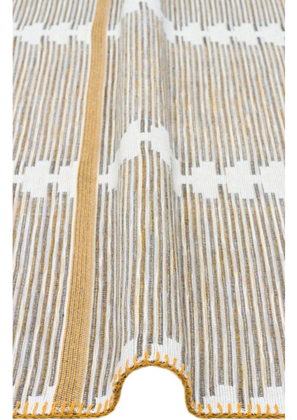 Arya Craft Arc 01 White Yellow Hav Toz Vermez Yıkanabilir Modern Desenli Dokuma Kilim