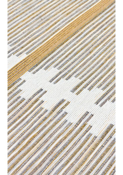 Arya Craft Arc 01 White Yellow Hav Toz Vermez Yıkanabilir Modern Desenli Dokuma Kilim