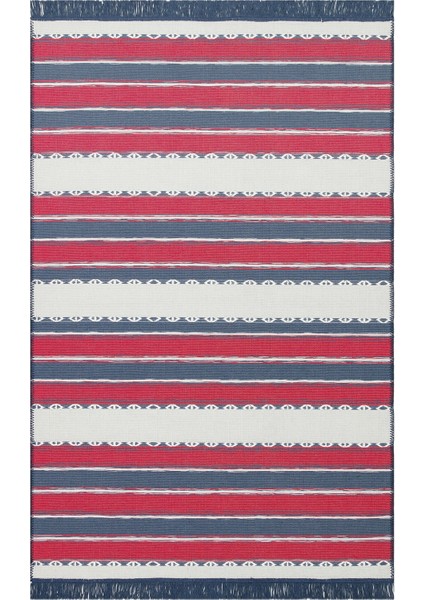 Arya Craft Arc 05 Red Navy Hav Toz Vermez Yıkanabilir Modern Desenli Dokuma Kilim