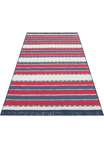 Arya Craft Arc 05 Red Navy Hav Toz Vermez Yıkanabilir Modern Desenli Dokuma Kilim