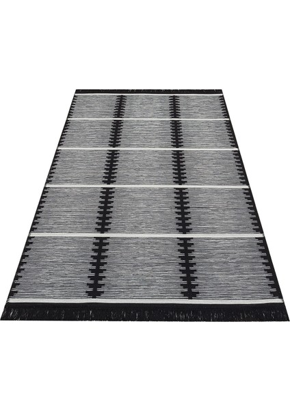 Eko Halı Arya Craft Arc 01 White Black Hav Toz Vermez Yıkanabilir Modern Desenli Dokuma Kilim