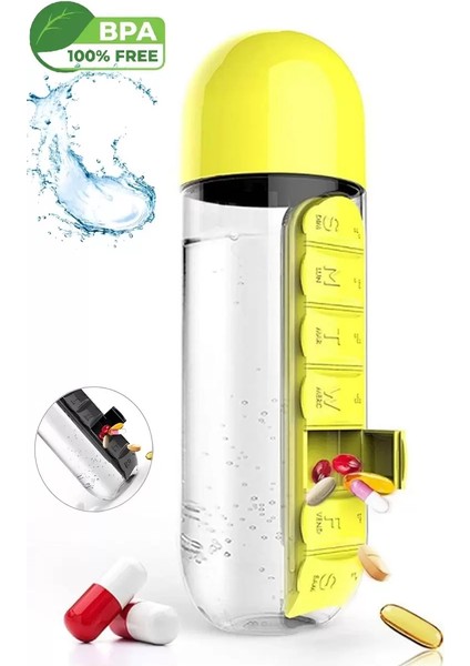 Ilaç Kutulu Matara Suluk 600 ml