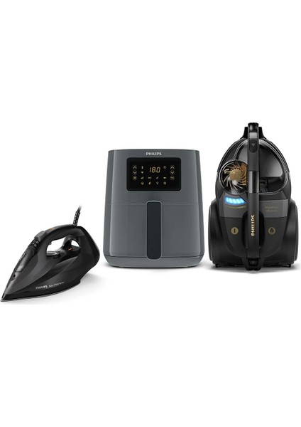 Çeyiz Seti ( XB9145/07 Toz Torbasız Süpürge, DST7511/80 Buharlı Ütü, HD9255/60 Airfryer ) Set.phl