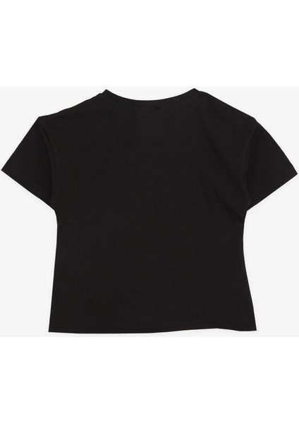 Kız Çocuk Tişört Yaz Temalı Çiçek Desenli 9-14 Yaş, Siyah indirimleri