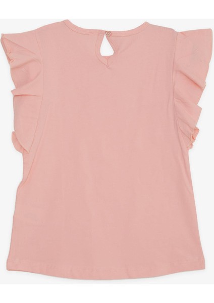 Kız Çocuk Tişört Kolları Fırfırlı Nakış Güpürlü 6-12 Yaş, Somon fiyatları