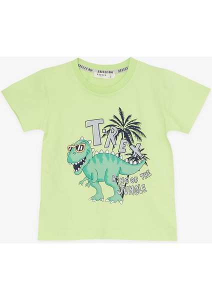 Girls & Boys Erkek Çocuk Şortlu Takım Ormanların Kralı Dinozor Baskılı 1.5-5 Yaş, Fıstık Yeşili modelleri