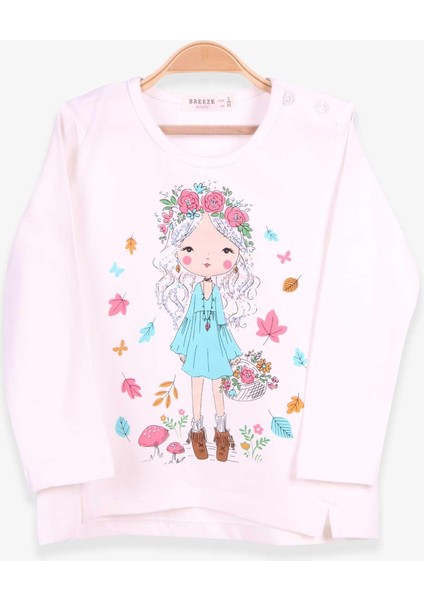 Kız Çocuk Uzun Kollu Tişört Kız Çocuk Baskılı 2-6 Yaş, Ekru