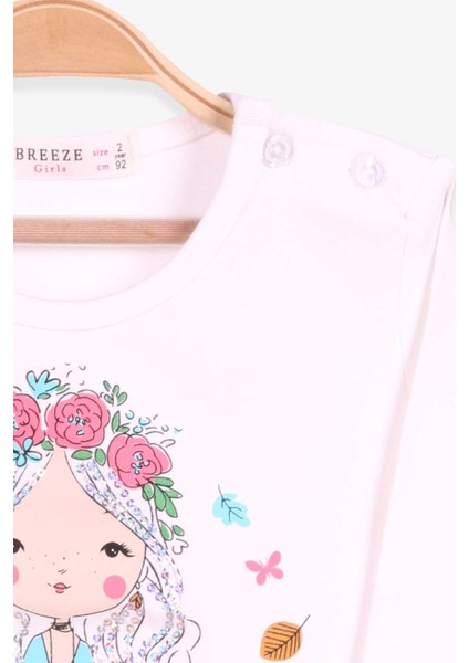 Kız Çocuk Uzun Kollu Tişört Kız Çocuk Baskılı 2-6 Yaş, Ekru modelleri