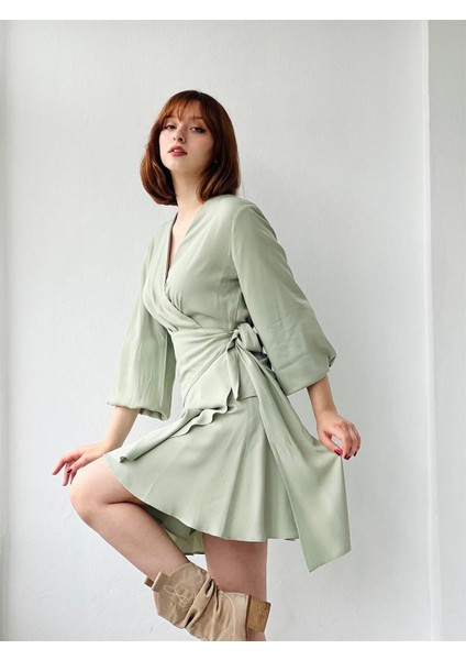 Ashley Kruvaze Elbise Kadın Çağla fiyatları