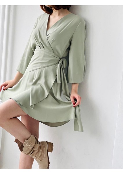 Ashley Kruvaze Elbise Kadın Çağla modelleri