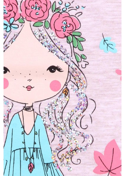 Kız Çocuk Uzun Kollu Tişört Kız Çocuk Baskılı 2-6 Yaş, Bej Melanj fırsatları