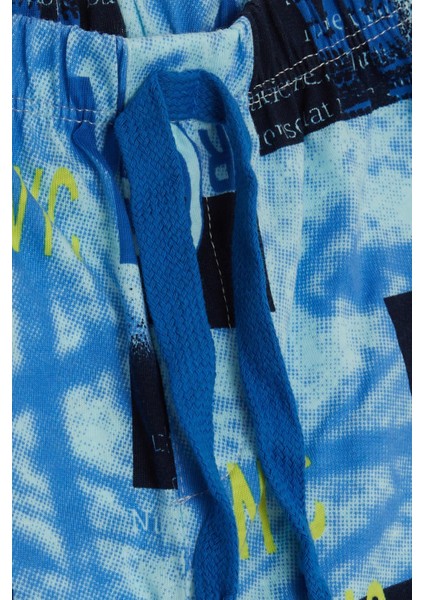 Girls & Boys Erkek Bebek Şort Bağcık Aksesuarlı Yazı Baskılı 9 Ay-3 Yaş, Mavi modelleri