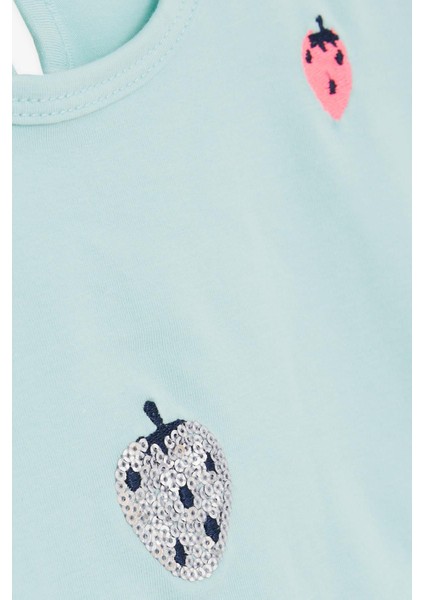 Kız Çocuk Tişört Pullu Renkli Çilek Baskılı 1.5-5 Yaş, Su Yeşili fırsatları