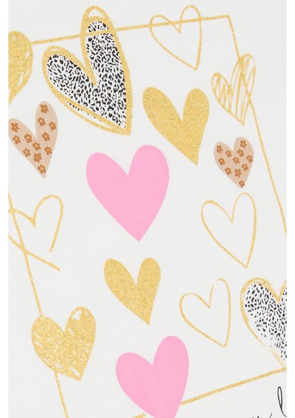 Kız Çocuk Uzun Kollu Tişört Simli Kalp Baskılı Fırfırlı 1-4 Yaş, Ekru fırsatları