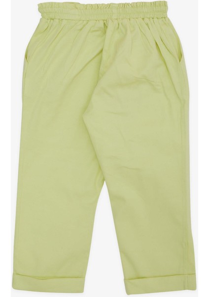 Kız Çocuk Pantalon Beli Lastikli Cepli Kuşaklı 2-6 Yaş, Fıstık Yeşili