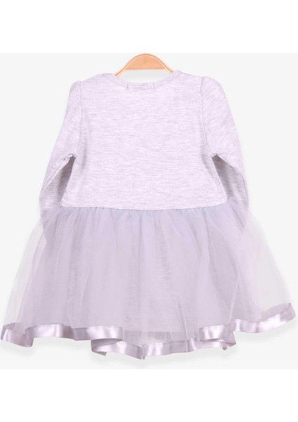 Kız Çocuk Uzun Kollu Elbise Kedi Nakışlı Pullu 1.5-5 Yaş, Açık Gri Melanj fiyatları