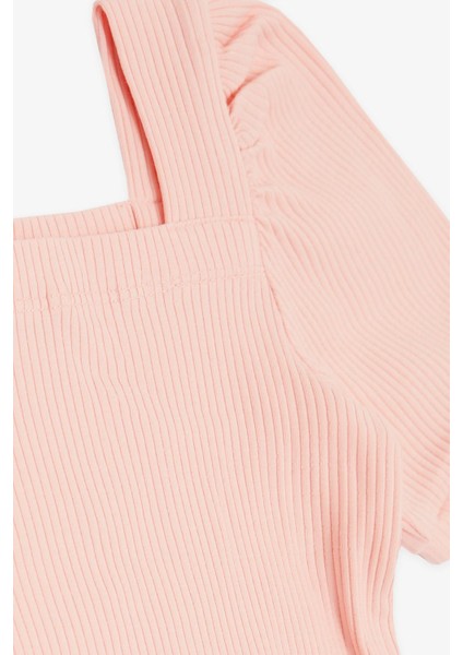 Kız Çocuk Crop Tişört Kare Yaka 8-14 Yaş, Somon modelleri