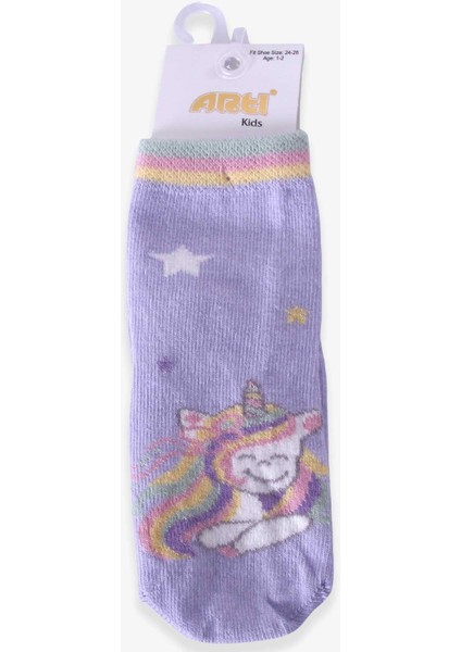 Kız Çocuk Soket Çorap Unicorn 1-2-9-10 Yaş, Lila