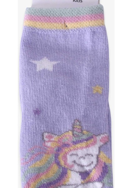 Kız Çocuk Soket Çorap Unicorn 1-2-9-10 Yaş, Lila
