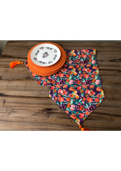 Çiçek Karnavalı Desenli Runner & Supla