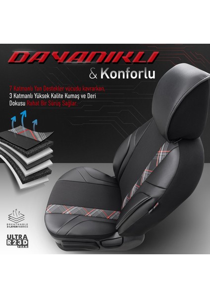 Horizon Design Yüksek Kalite Deri-Kumaş Özel Tasarım Universal Oto Koltuk Kılıfı Tam Set fırsatları