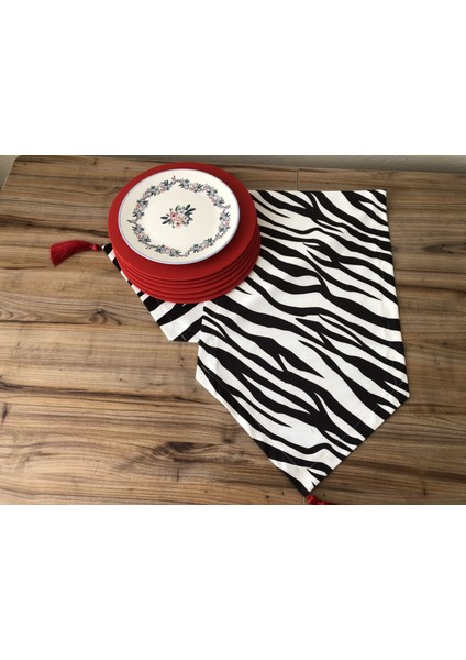 Zebra Desenli Runner & Supla