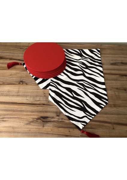 Zebra Desenli Runner & Supla