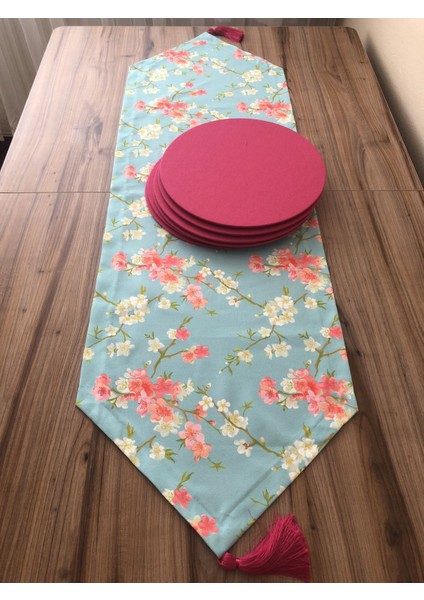 Trend Yuvam Mint Zemin Çiçek Desenli Runner & Supla fiyatları