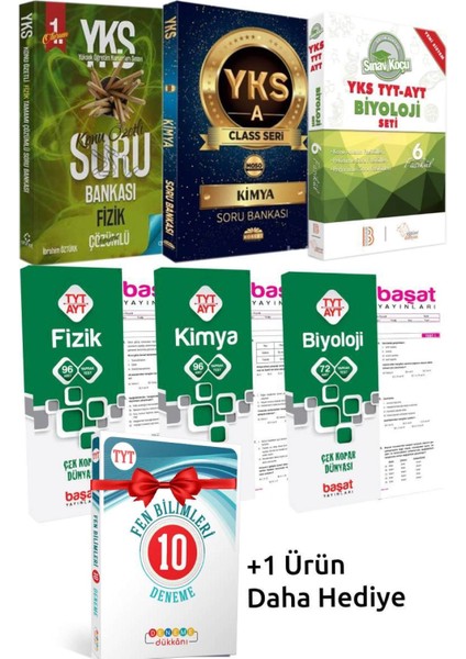 Artınet YKS Fizik Soru B+Robert Kimya Sb+Benim Hocam YKS Biyoloji Sb+Başat Yaprak Testler+ler