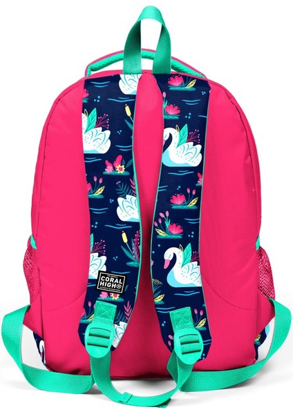 Kids Neon Mercan Lacivert Kuğu Desenli 2'li Okul Çanta Seti SET0223402 fırsatları