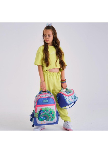 Kids Gümüş Lavanta Tavus Kuşu Desenli 3’lü Okul Çanta Seti GOSET0123488 fiyatları