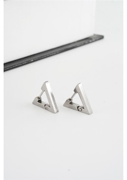 Unisex 316 L Paslanmaz Çelik 1.5 cm Üçgen Model Küpe