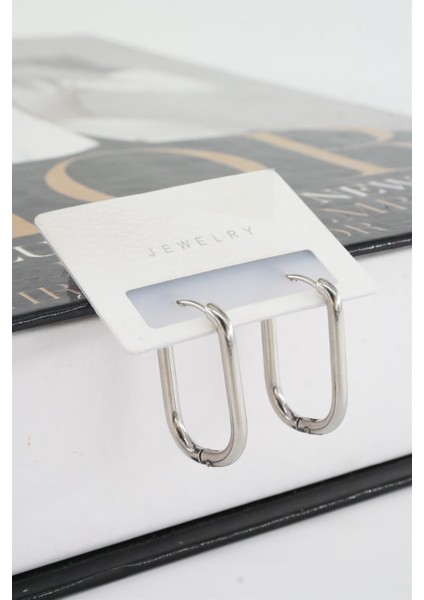 Kadın 316 L Paslanmaz Çelik 2.5 cm Dikdörtgen Model Küpe