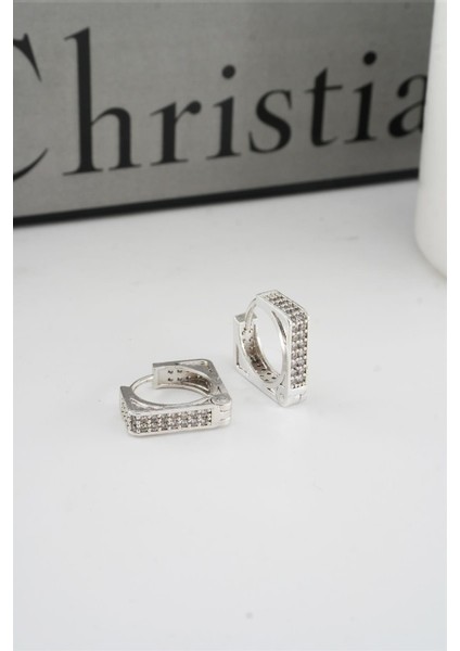 Kadın Vip Seri Zirkon Taşlı 1.6 cm Kare Model Küpe