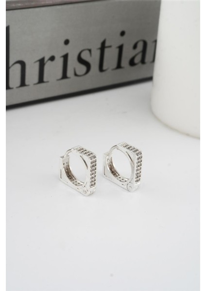 Kadın Vip Seri Zirkon Taşlı 1.6 cm Kare Model Küpe modelleri