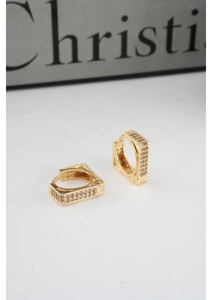 Kadın Vip Seri Zirkon Taşlı 1.6 cm Kare Model Küpe