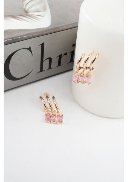 Kadın Vip Seri Baget Renkli Zirkon Taşlı Küpe fiyatları