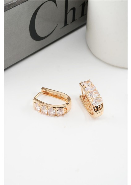 Kadın Vip Seri Baget Zirkon Taşlı Halka Küpe