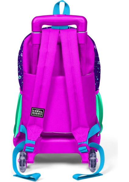 Kids Mor Pembe Kedi Desenli Çekçekli 2'li Çanta Seti SET0223932 fırsatları