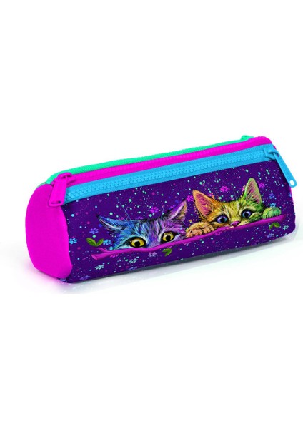 Kids Mor Pembe Kedi Desenli Çekçekli 2'li Çanta Seti SET0223932 indirimleri