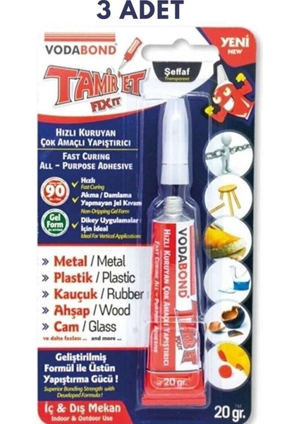 Tamir Et Çok Amaçlı Yapıştırıcı 20GR 3 Adet