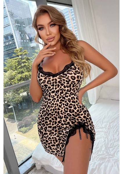 Bacak Yırtmaçlı Dantel Işlemeli Gecelik Babydoll Iç Giyim modelleri