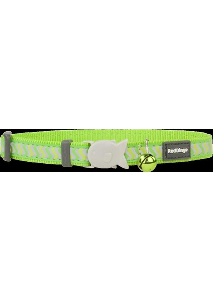 Reddingo Reflektörlü Ziggy Desenli Lime Kedi Boyun Tasması 12 mm 20-32 cm