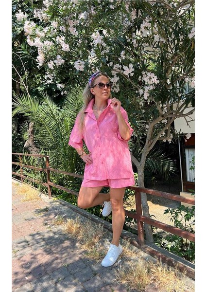 Gofre Gömlek Şort Takım