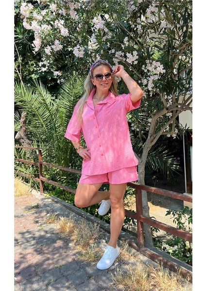 Gofre Gömlek Şort Takım modelleri